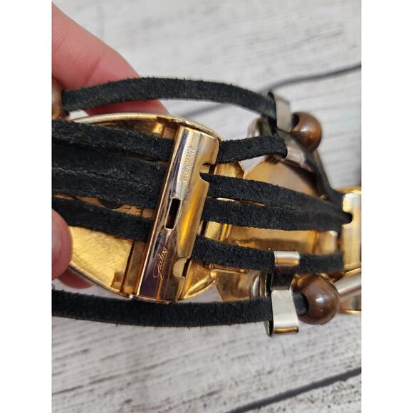 Gutos Germany Vintage 70\'s Belt Gems Decorative Leather Size Small See Photos main image 4